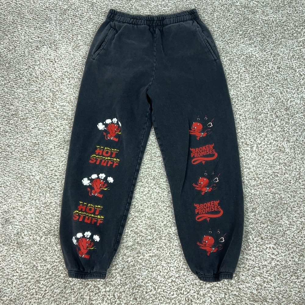 Broken Promises X Hot Stuff Ppants Mens Medium Black‎ Devil Graphic Jogger
